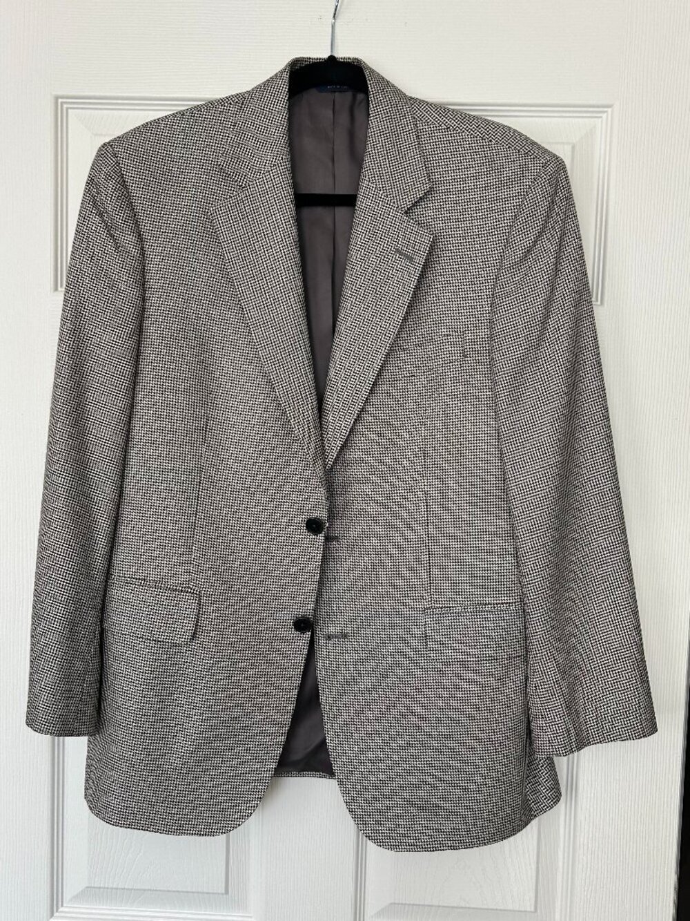Brooks Brothers 38S Sport Coat Blazer Silk Wool Houndstooth Blue Thread Made Can
